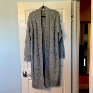 Gray open front sweater